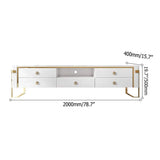White TV Stand Modern Gold TV Console with Storage Media Cabinet for TVs Up to 78 Inches-Richsoul-Furniture,Living Room Furniture,TV Stands