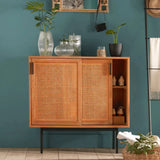 Modern Sideboard Storage Cabinet Cupboard Chest with Sliding Doors 1 Shelves