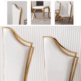 White Upholstered Dining Chairs Set of 2 Stainless Steel Side Chair with Gold Legs