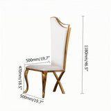 White Upholstered Dining Chairs Set of 2 Stainless Steel Side Chair with Gold Legs