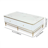 White Faux Marble Rectangle Coffee Table in Gold with Storage 4 Drawers 51.2"-Richsoul-Coffee Tables,Furniture,Living Room Furniture