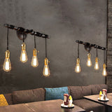 Industrial 4-Light Plumbing Pipe Hanging Exposed Bulb Metal Wall Light in Brushed Black
