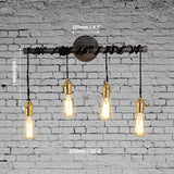 Industrial 4-Light Plumbing Pipe Hanging Exposed Bulb Metal Wall Light in Brushed Black
