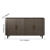 Modern Sideboard Buffet Black Kitchen Cabinet with 4 Doors in Gold