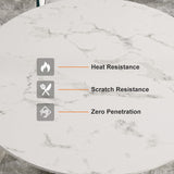 Modern Round White Dining Table for 6 Person Marble Top Gold & Black Pedestal