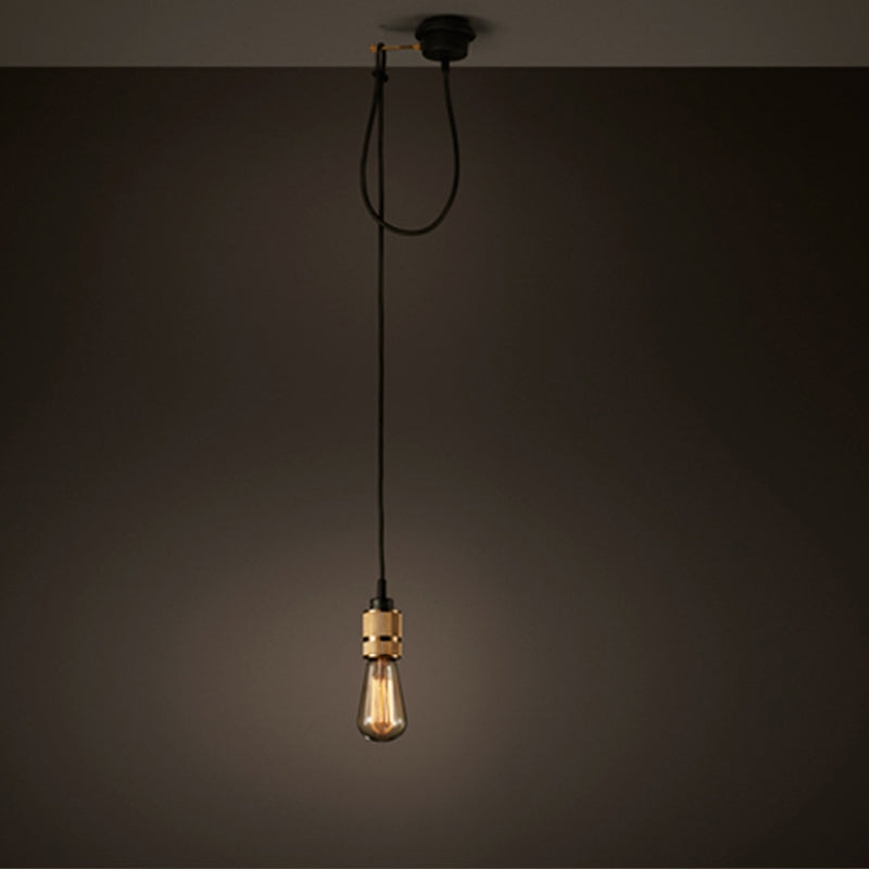 Vintage Edison Hooked Mini Pendant Lighting Fixture Single Light Brass Socket
