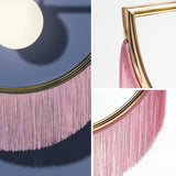 Stylish Dreamy Pink Tassel Pendant Light Fringe Half-Moon Gold Pendant Lamp with Globe Shade
