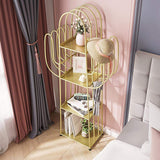 Gold Nightstand Shelf Metal Cactus Shape Bedside Shelves Modern Wall Decor Bedroom-Bookcases & Bookshelves,Furniture,Office Furniture