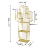 Gold Nightstand Shelf Metal Cactus Shape Bedside Shelves Modern Wall Decor Bedroom-Bookcases & Bookshelves,Furniture,Office Furniture