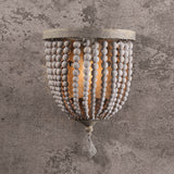 Country Style Single Light Wood Beaded Decorative Indoor Wall Sconce in Distressed