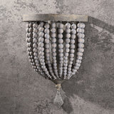 Country Style Single Light Wood Beaded Decorative Indoor Wall Sconce in Distressed