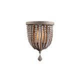 Country Style Single Light Wood Beaded Decorative Indoor Wall Sconce in Distressed