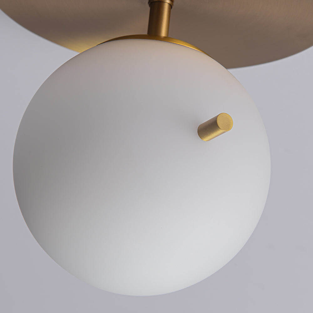 Gidu Mid-Century Pull Chain Ceiling Light Globe Glass Shade Semi Flush Mount Metal in Gold