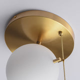 Gidu Mid-Century Pull Chain Ceiling Light Globe Glass Shade Semi Flush Mount Metal in Gold