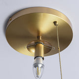 Gidu Mid-Century Pull Chain Ceiling Light Globe Glass Shade Semi Flush Mount Metal in Gold