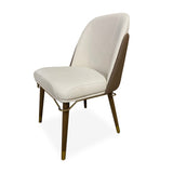 Modern Beige & Coffee Set of 2 Dining Chairs PU Upholstered with Stainless Steel Legs