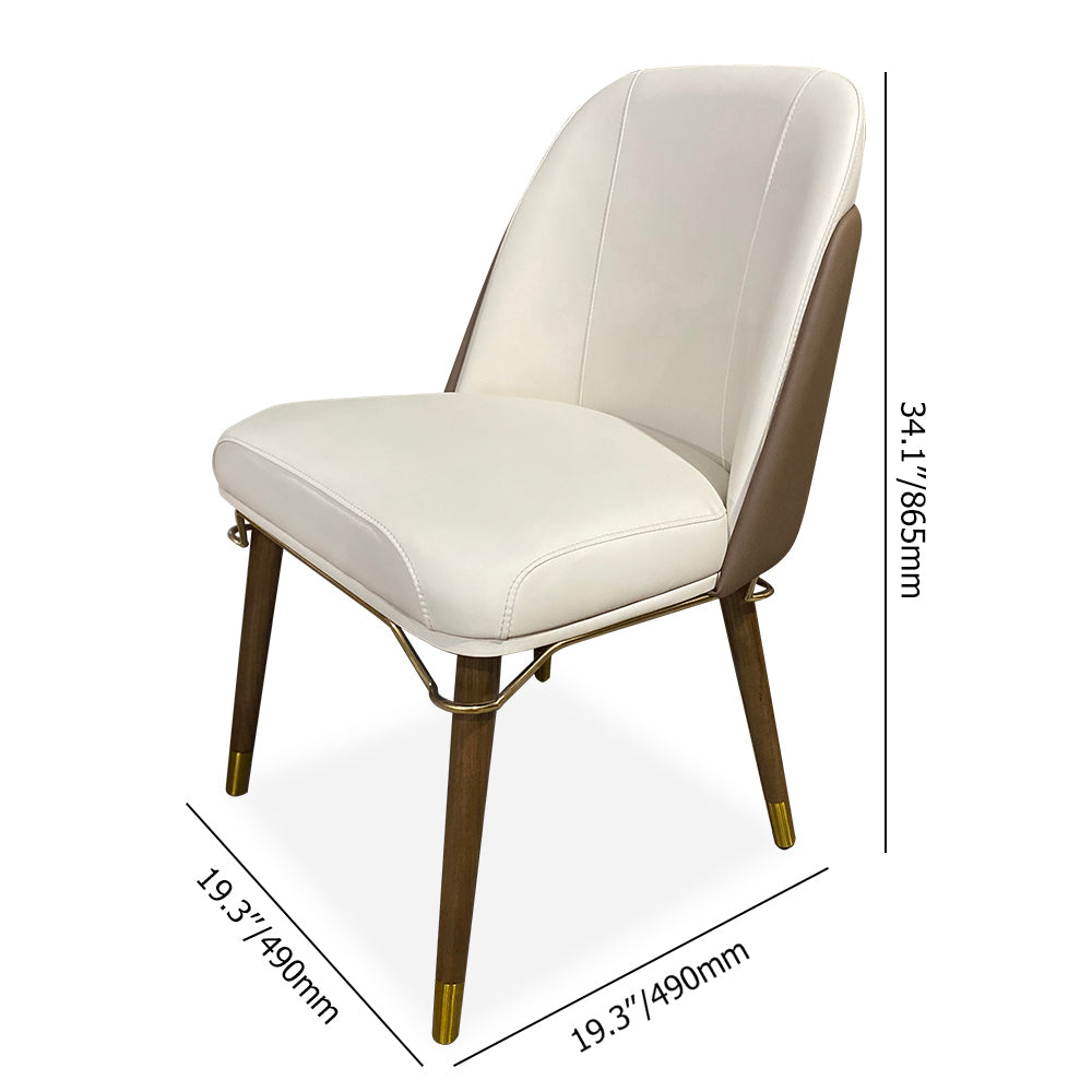 Modern Beige & Coffee Set of 2 Dining Chairs PU Upholstered with Stainless Steel Legs