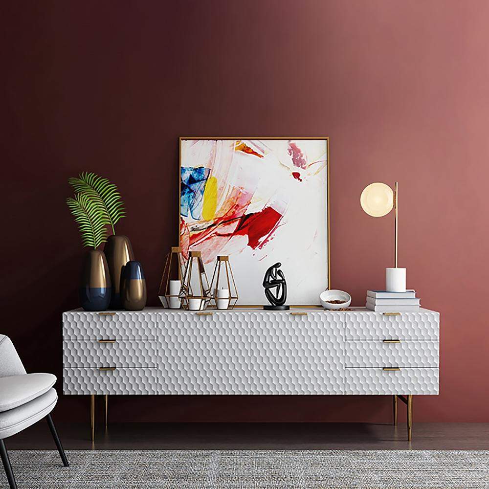 Mid Century Stylish White TV Stand with Drawers & Doors for TVs up to 70 Inch Media Console-Richsoul-Furniture,Living Room Furniture,TV Stands