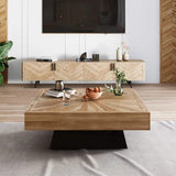 Modern Square Coffee Table with Wooden Top Black & Natural-Richsoul-Coffee Tables,Furniture,Living Room Furniture