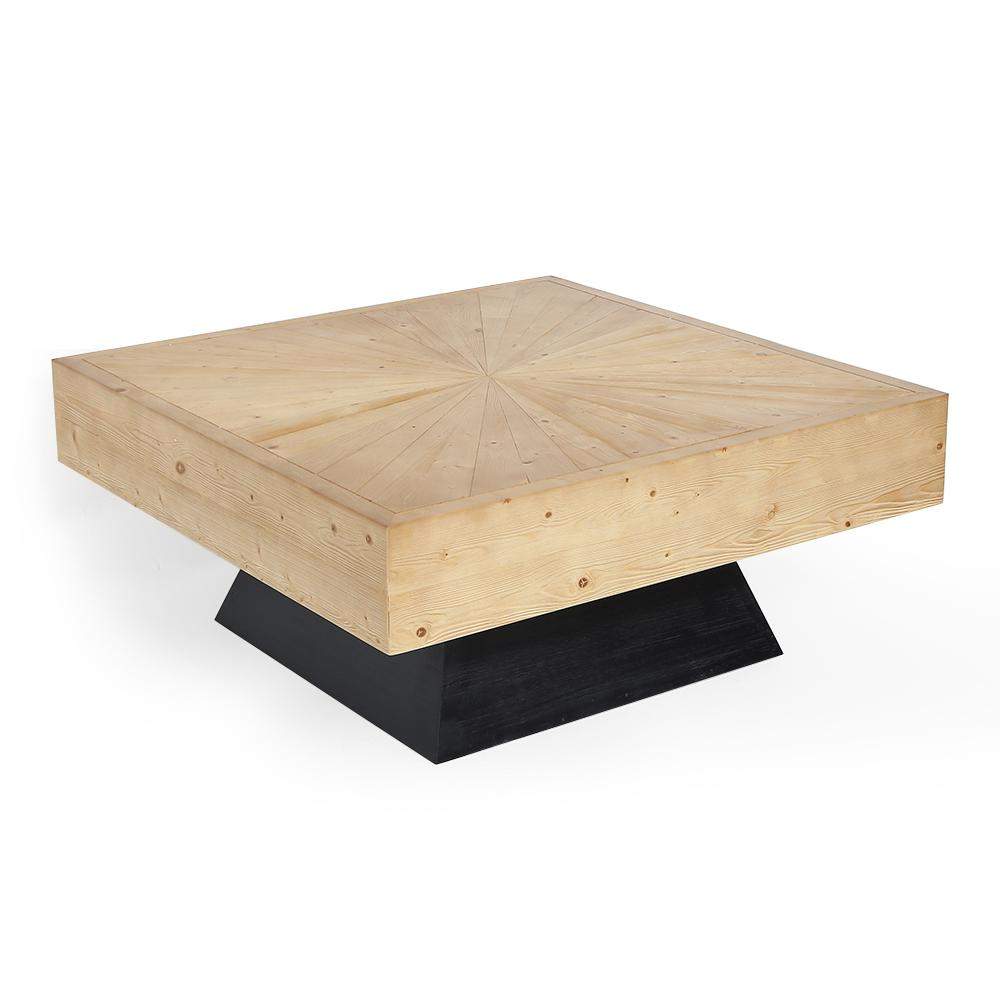 Modern Square Coffee Table with Wooden Top Black & Natural-Richsoul-Coffee Tables,Furniture,Living Room Furniture