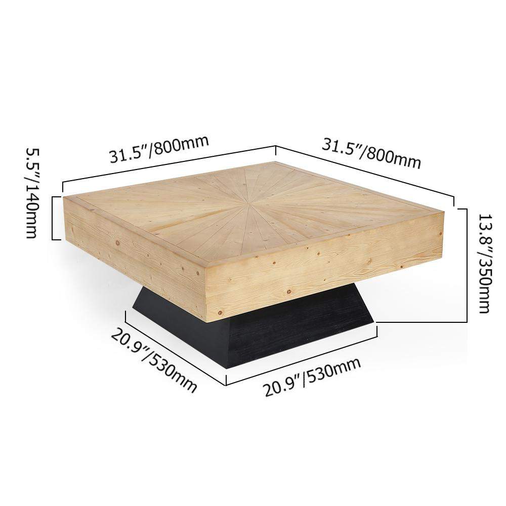 Modern Square Coffee Table with Wooden Top Black & Natural-Richsoul-Coffee Tables,Furniture,Living Room Furniture