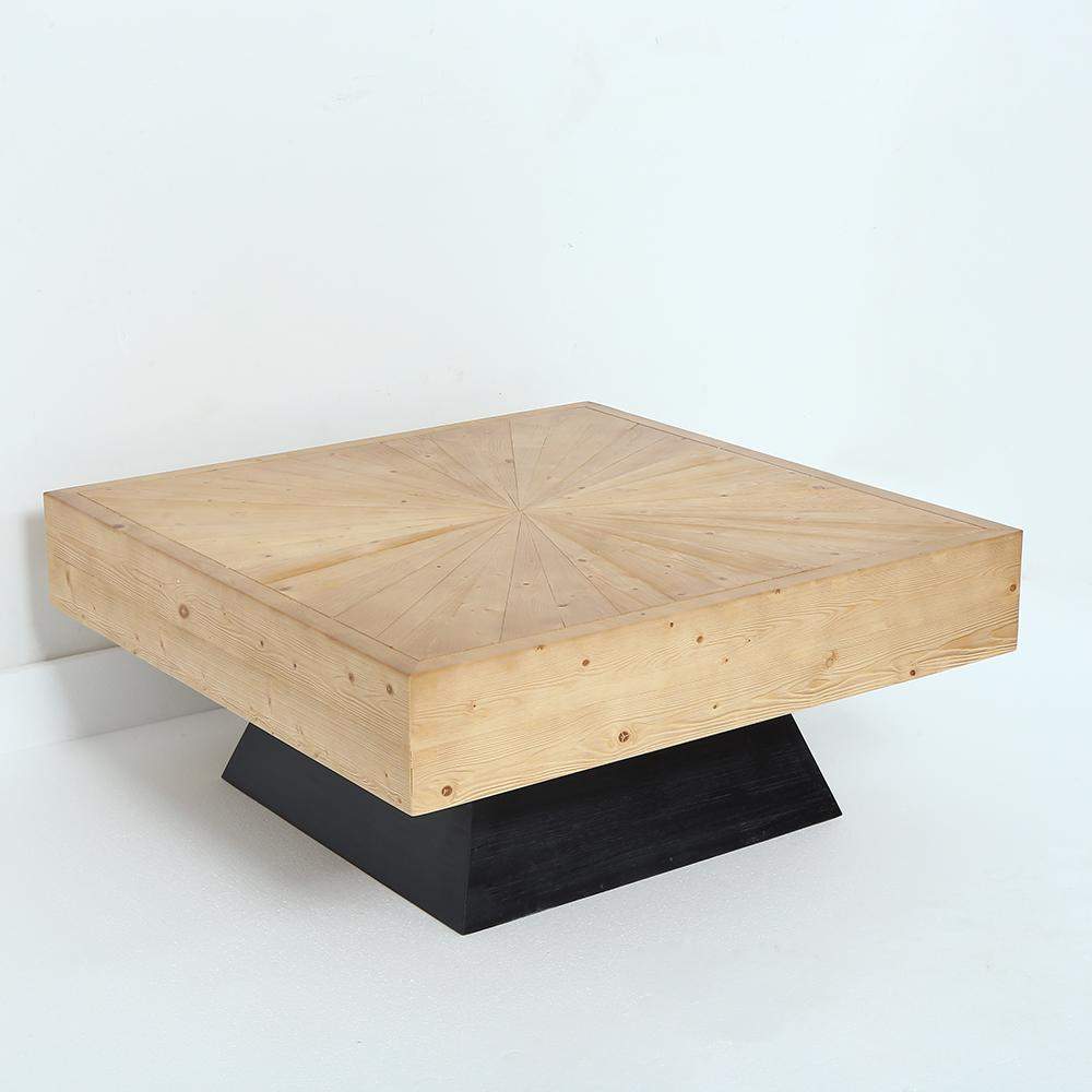 Modern Square Coffee Table with Wooden Top Black & Natural-Richsoul-Coffee Tables,Furniture,Living Room Furniture