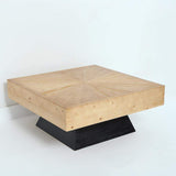 Modern Square Coffee Table with Wooden Top Black & Natural-Richsoul-Coffee Tables,Furniture,Living Room Furniture