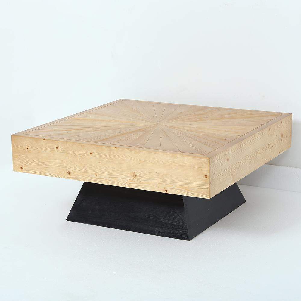 Modern Square Coffee Table with Wooden Top Black & Natural-Richsoul-Coffee Tables,Furniture,Living Room Furniture