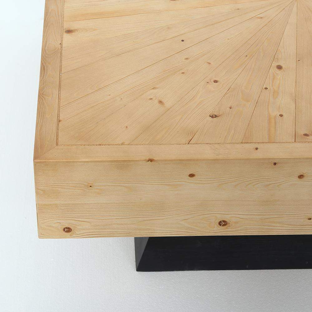 Modern Square Coffee Table with Wooden Top Black & Natural-Richsoul-Coffee Tables,Furniture,Living Room Furniture