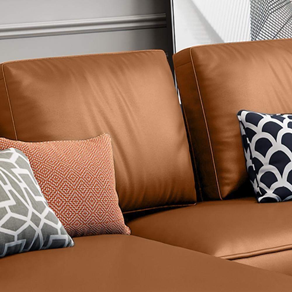 108.3" Brown Upholstered Sofa Leath-aire Sofa Sectional Sofa-Furniture,Living Room Furniture,Sectionals