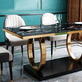 63" Rectangular Faux Marble Dining Table with Stainless Steel Base