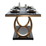 63" Rectangular Faux Marble Dining Table with Stainless Steel Base