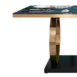 63" Rectangular Faux Marble Dining Table with Stainless Steel Base