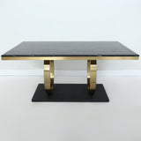 63" Rectangular Faux Marble Dining Table with Stainless Steel Base