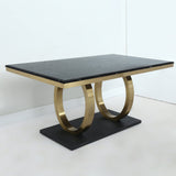 63" Rectangular Faux Marble Dining Table with Stainless Steel Base