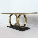 63" Rectangular Faux Marble Dining Table with Stainless Steel Base