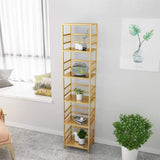 5-Tier Gold Bookshelf Metal Freestanding Narrow Bookcase-Bookcases & Bookshelves,Furniture,Office Furniture