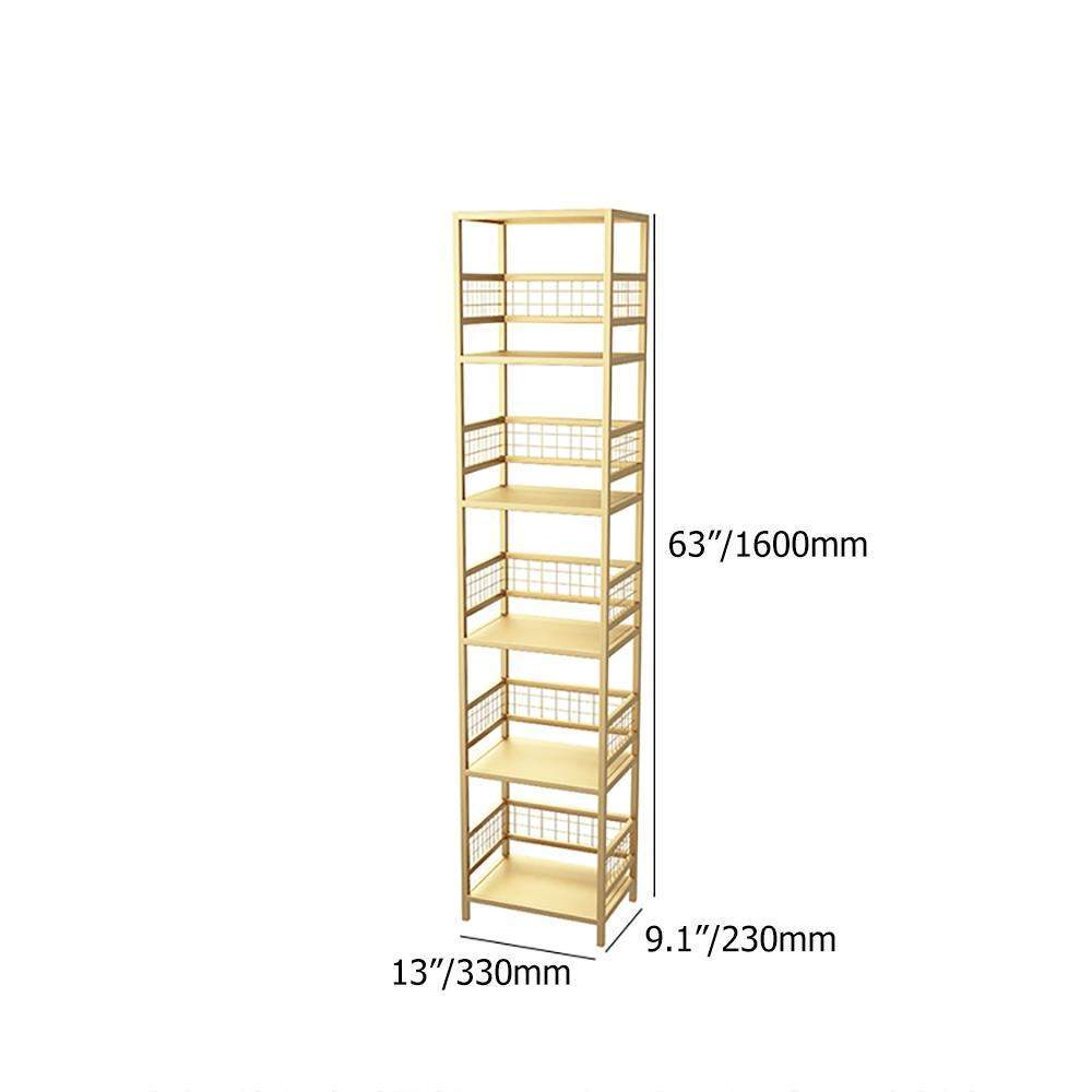 5-Tier Gold Bookshelf Metal Freestanding Narrow Bookcase-Bookcases & Bookshelves,Furniture,Office Furniture