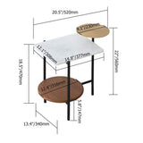 Modern Gold & Walnut & White Wood & Marble End Table with 3 Tiers-Richsoul-End & Side Tables,Furniture,Living Room Furniture