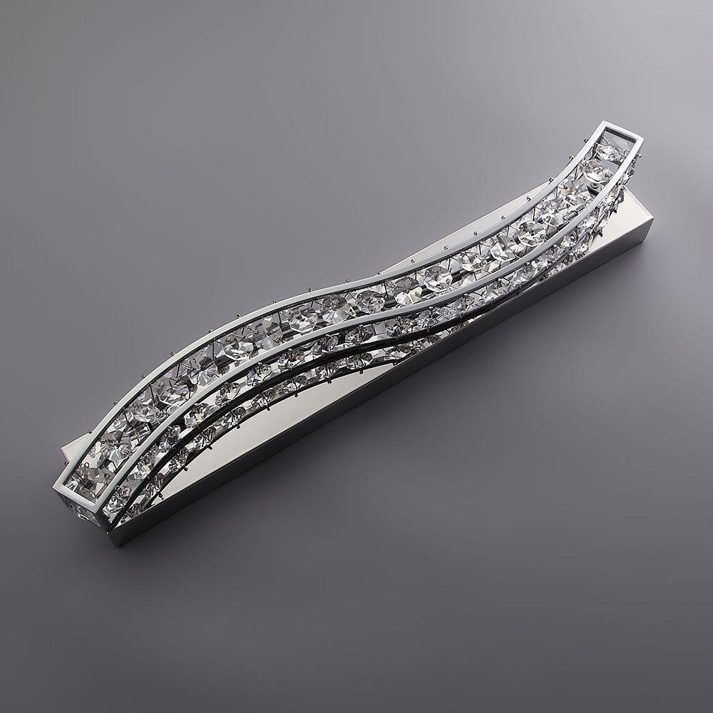 Clear Crystal Metal Base 4-Light Modern Bathroom Wall Sconce in Chrome