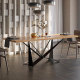55.1" Retro Rectangular Dining Table with Wooden Tabletop for 6 Person