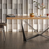 55.1" Retro Rectangular Dining Table with Wooden Tabletop for 6 Person