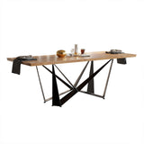 55.1" Retro Rectangular Dining Table with Wooden Tabletop for 6 Person