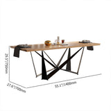 55.1" Retro Rectangular Dining Table with Wooden Tabletop for 6 Person
