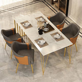 Modern Dining Chair Mid-Century Upholstered PU Leather Dining Chair with Arms Set of 2