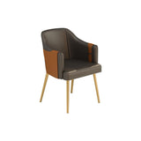 Modern Dining Chair Mid-Century Upholstered PU Leather Dining Chair with Arms Set of 2