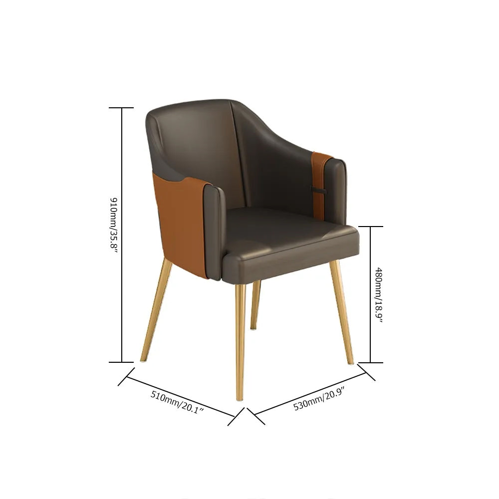 Modern Dining Chair Mid-Century Upholstered PU Leather Dining Chair with Arms Set of 2