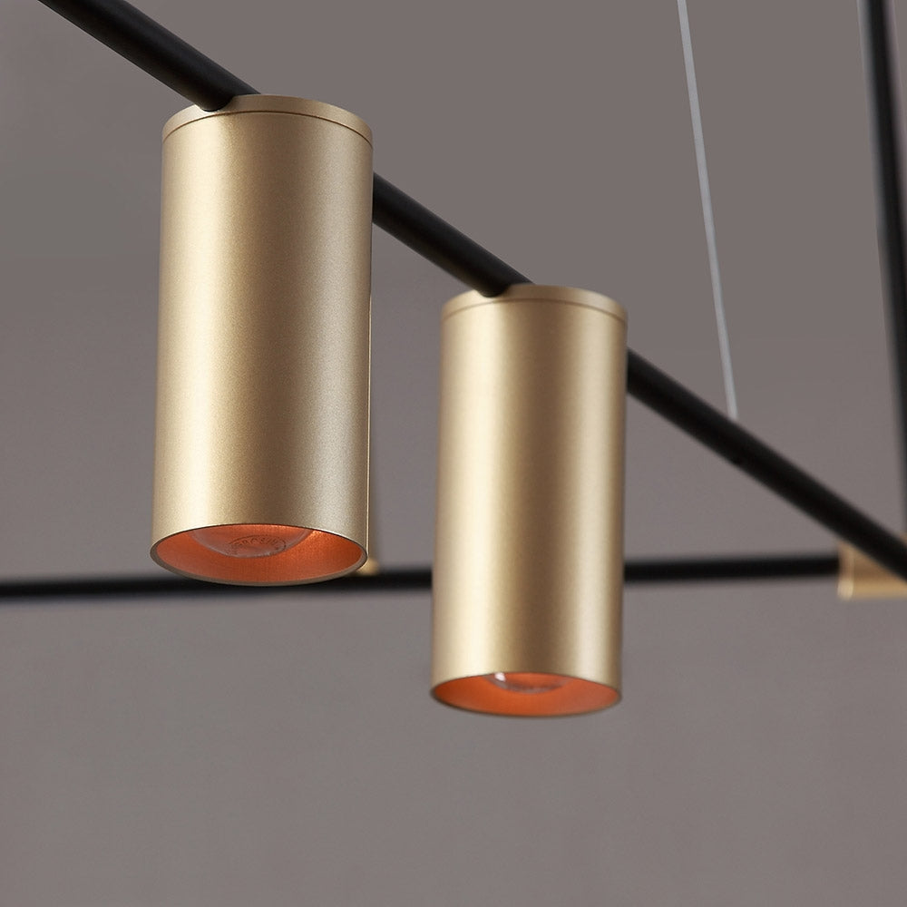 Modern Nordic Gold Cylinder Adjustable Black Branch 9-Light Pendant Light