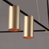 Modern Nordic Gold Cylinder Adjustable Black Branch 9-Light Pendant Light