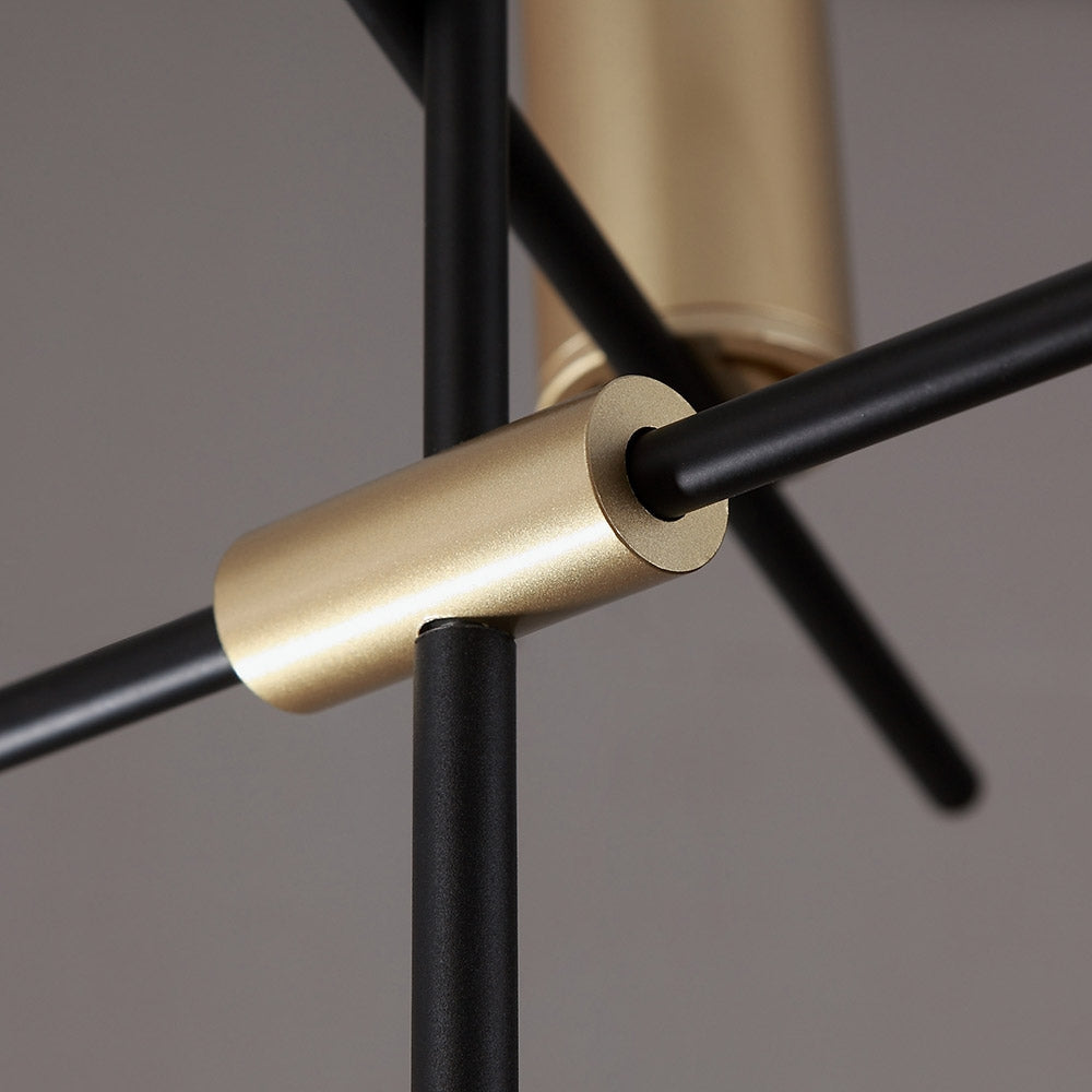 Modern Nordic Gold Cylinder Adjustable Black Branch 9-Light Pendant Light